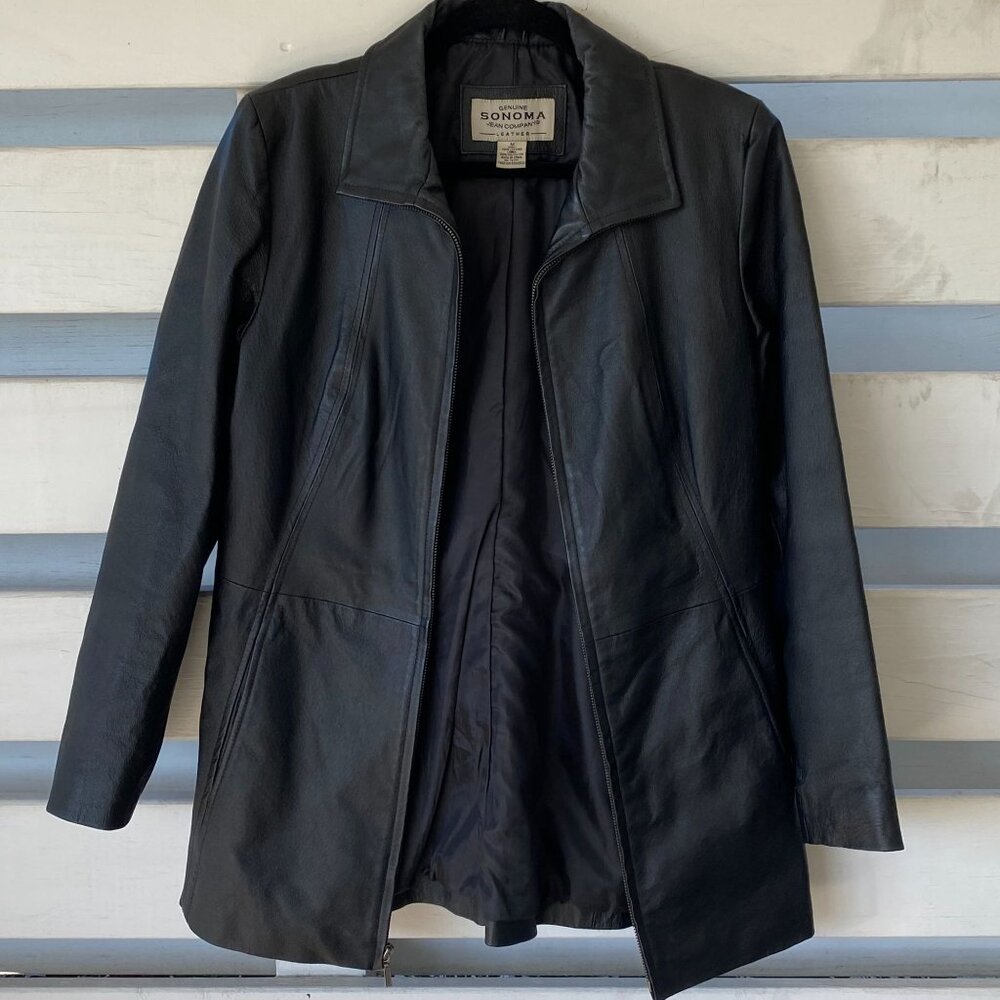 Sonoma Jean Company Women's Genuine Leather Jacket Black Size Medium